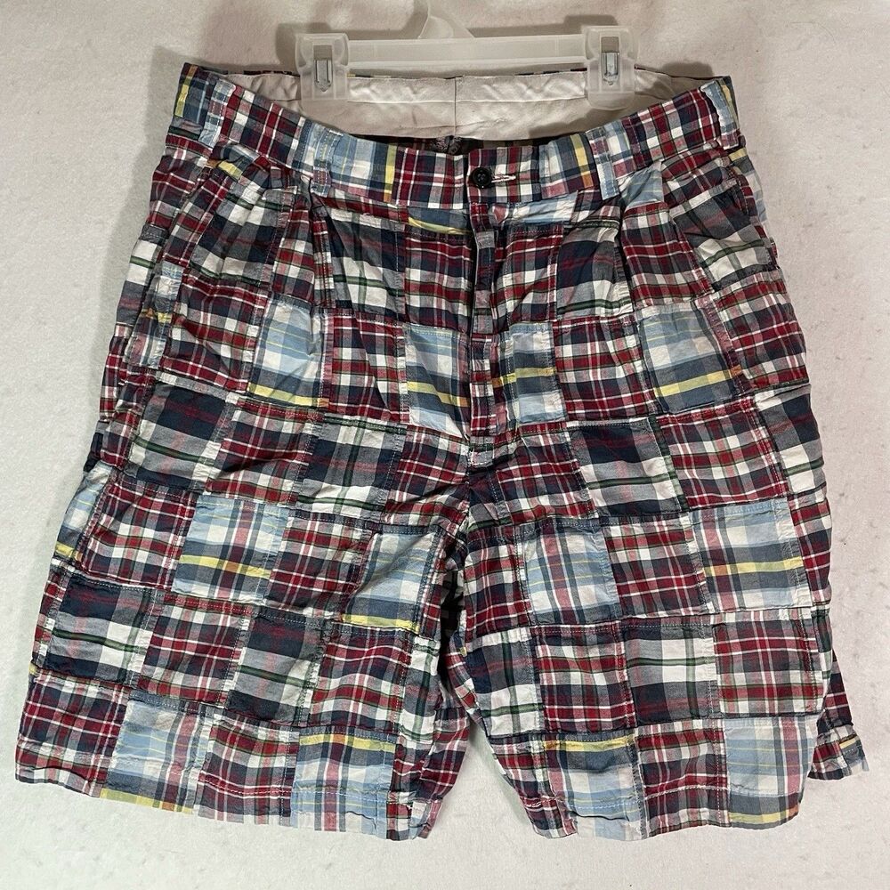 Jos. A. Bank Men's Size 34 Madras Patchwork Plaid Shorts Golf Beach